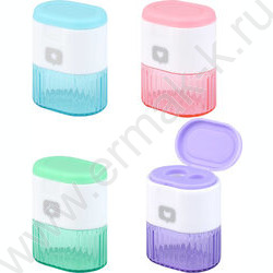 Точилка 2отв. пластик "Месседж" /с контейнером /ассорти NEW | Фото 1