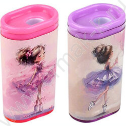 Точилка 1отв. пластик "Балерины" /с контейнером /ассорти NEW | Фото 1