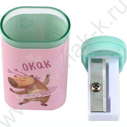 Точилка 1отв. пластик "Капибара-милашка" /с контейнером /ассорти NEW | Фото 2