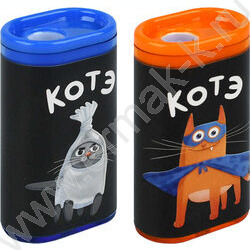 Точилка 1отв. пластик "Суперкот" /с контейнером /ассорти NEW | Фото 1