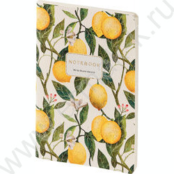 Тетрадь  60л клетка "Flora.Paradaise.Lemons" 80 г/м2 бежевая бумага,обложка иск.кожа NEW | Фото 1