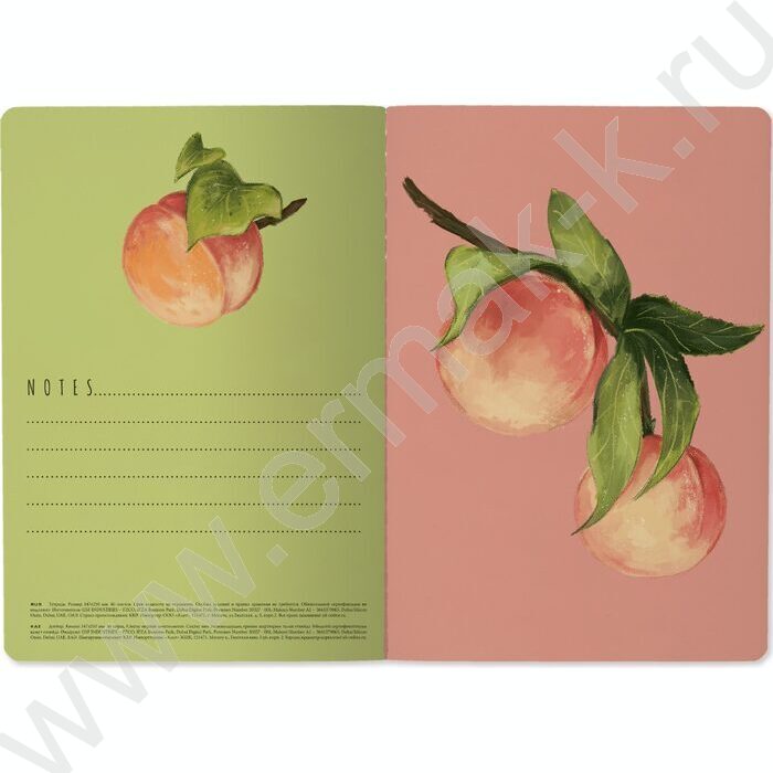 Тетрадь  40л клетка "Flora.Paradaise.Персики" 70 г/м2 бежевая бумага NEW | Фото 6