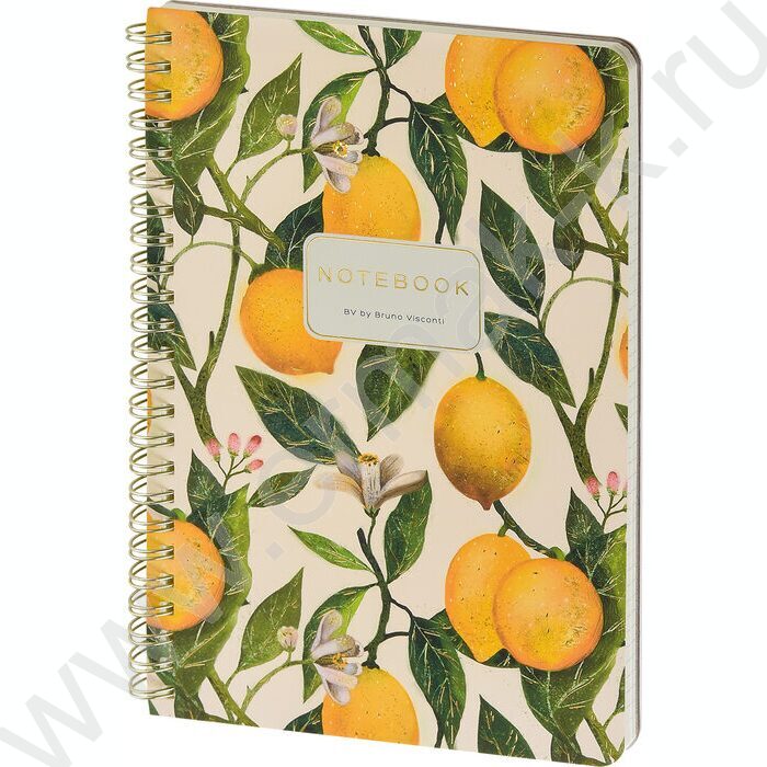 Тетрадь  60л клетка/спираль "Flora.Paradaise.Лимоны" 70 г/м2 бежевая бумага,мат.лам.Soft Touch,  NEW | Фото 1
