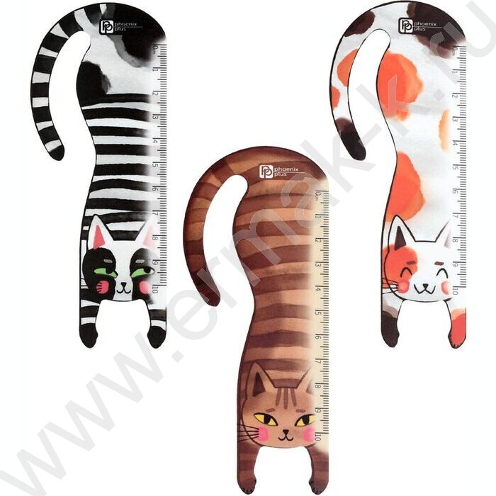 Закладка-линейка "Веселые коты" 10см набор 3шт NEW | Фото 1