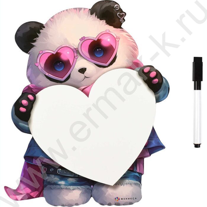 Доска магнитная c полем для рисования и письма + 1маркер,мел.бумага Панда в очках/200*250мм NEW | Фото 1