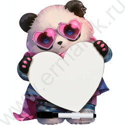 Доска магнитная c полем для рисования и письма + 1маркер,мел.бумага Панда в очках/200*250мм NEW | Фото 2