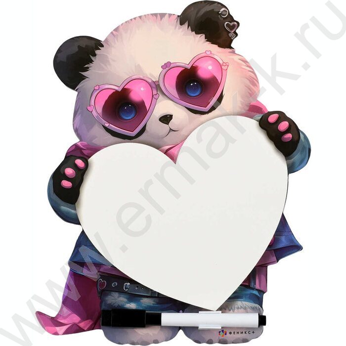 Доска магнитная c полем для рисования и письма + 1маркер,мел.бумага Панда в очках/200*250мм NEW | Фото 2