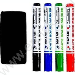 Маркер д/маркерных досок /набор  4цв/ 2-3мм круг /с губкой-стирателем NEW | Фото 2