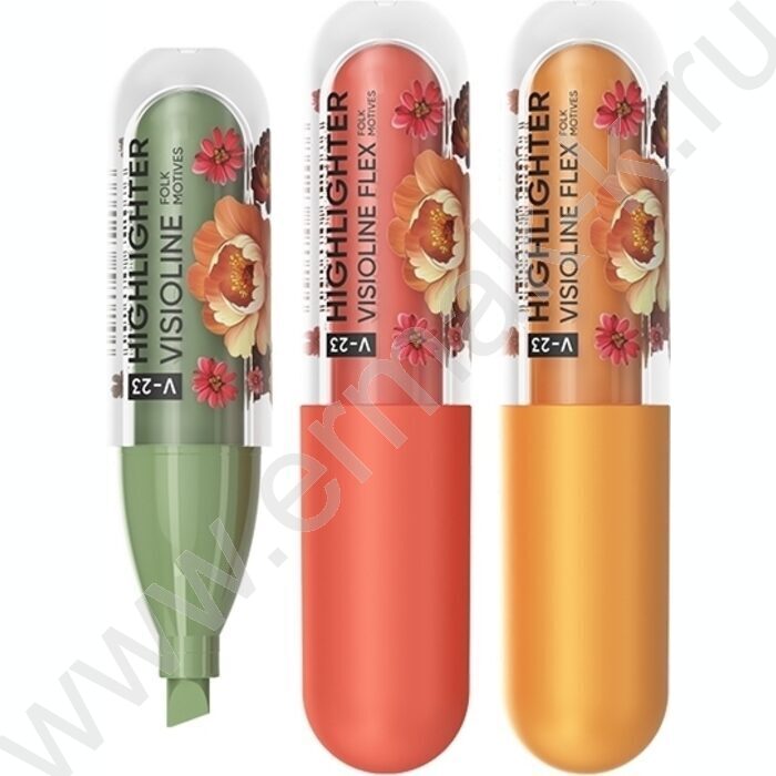 Текстовыделитель /ассорти/ 0,6-3,5мм косой Flex Folk Motives "Visioline V-23" с гибким наконечни NEW | Фото 1