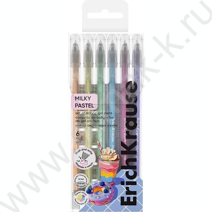 Ручка акриловая /набор  6цв/ 1мм "Milky" /пастель,в пэт-боксе NEW | Фото 1