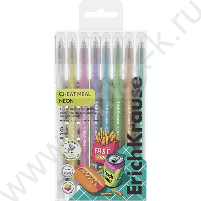 Ручка гелевая /набор  8цв/ 1мм "Cheat Meal" /в пэт-боксе NEW | Фото 1