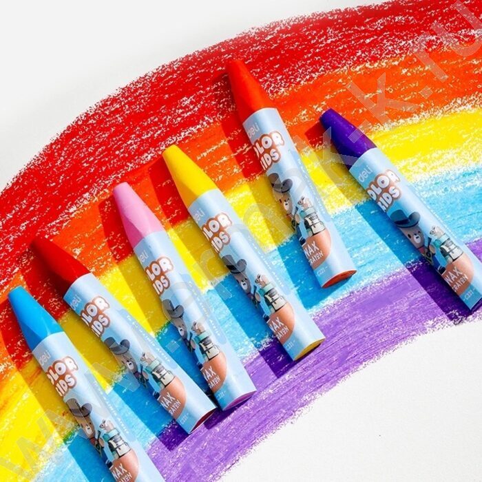 Мелки восковые 12цв "Color Kids", длина - 75мм, диаметр -11мм  /трехгранные /картон.кор. /европо NEW | Фото 3