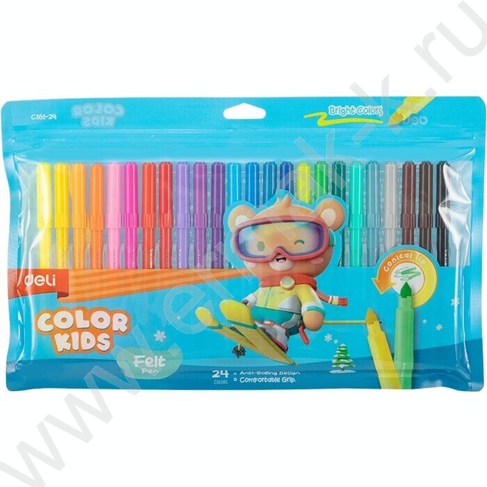 Фломастеры  24цв "Color Kids" /вентилируемый колпачек /конический пиш. наконечник /европодвес NEW | Фото 1