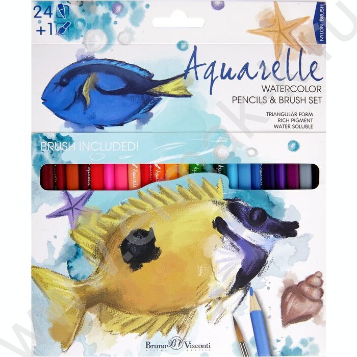 Карандаши акварельные 24цв DreamWorld + кисть европодвес NEW | Фото 1