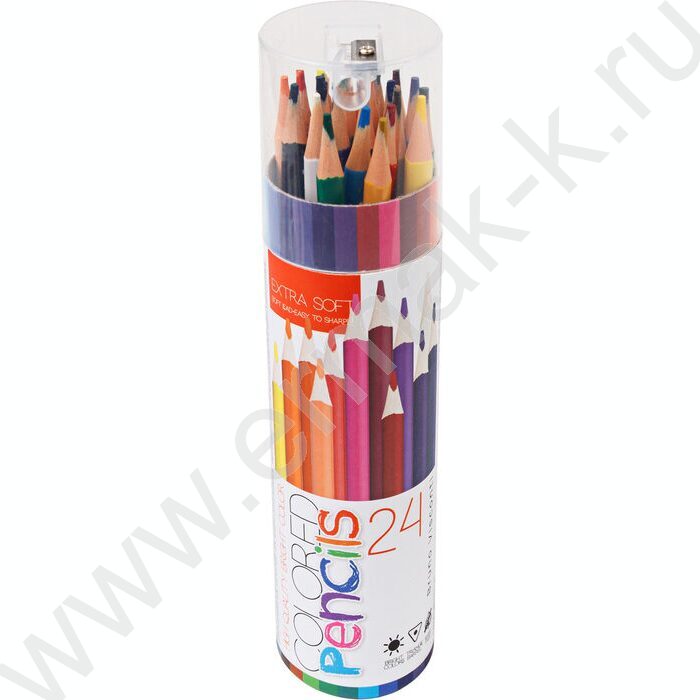 Карандаши пластиковые 24цв Bright colors /в тубусе с точилкой NEW | Фото 1