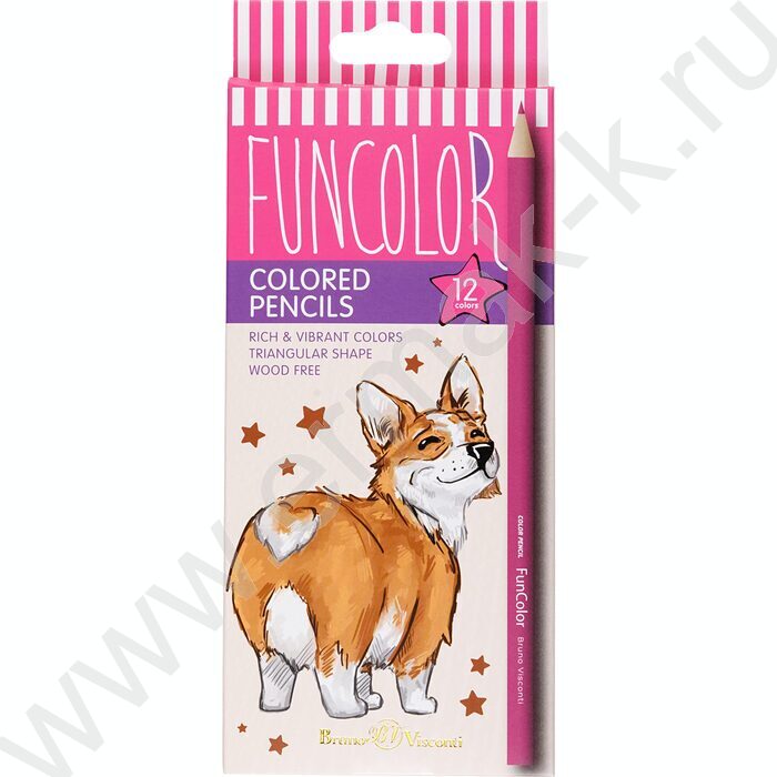 Карандаши пластиковые 12цв Funcolor Корги NEW | Фото 1