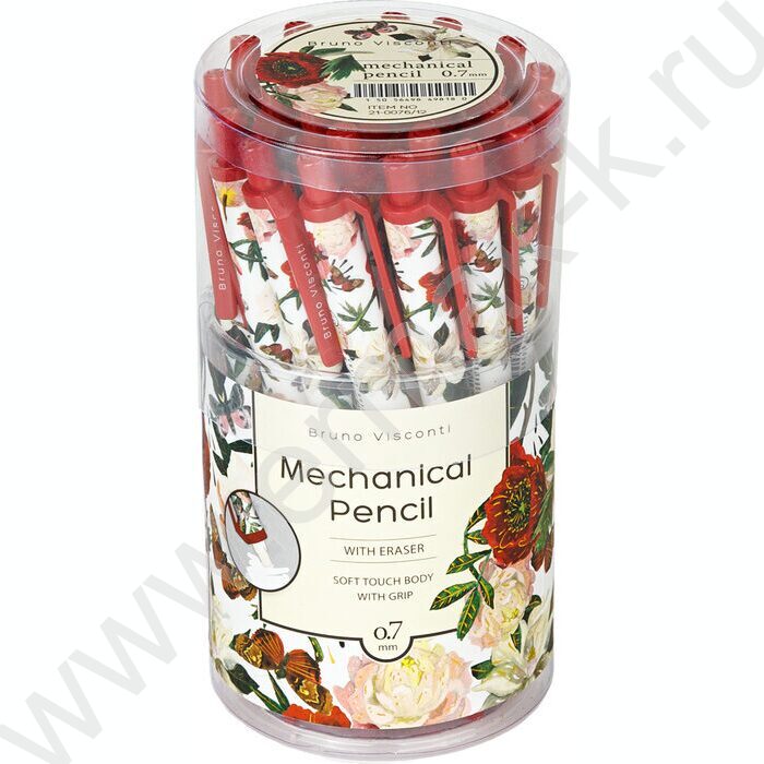 Карандаш механический 0,7мм с ластиком Flora.Пионы NEW | Фото 4