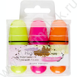 Текстовыделитель /набор  3цв/ 1-5мм косой Primavera Mini /желтый, розовый, оранжевый NEW | Фото 1