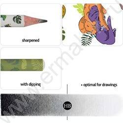 Набор Ручка шар HappyWrite 0,5мм+карандаш ч/гр НВ HappyGraphix Динозавры NEW | Фото 4