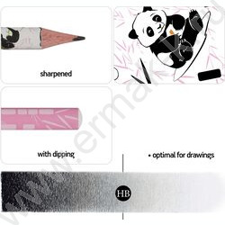 Набор Ручка шар HappyWrite 0,5мм+карандаш ч/гр НВ HappyGraphix Панды NEW | Фото 6