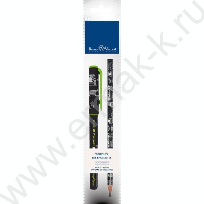 Набор Ручка шар PrimeWrite 0,7мм+карандаш ч/гр HB ArtGraphix Blueprint Автомобиль NEW | Фото 1