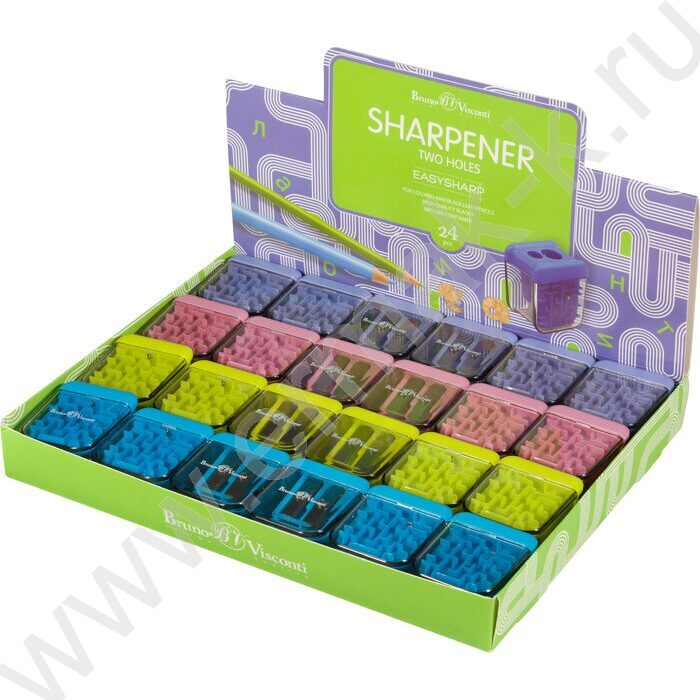Точилка 2отв. пластик/с контейнером/ EASYSHARP.Лабиринт ассорти NEW | Фото 7