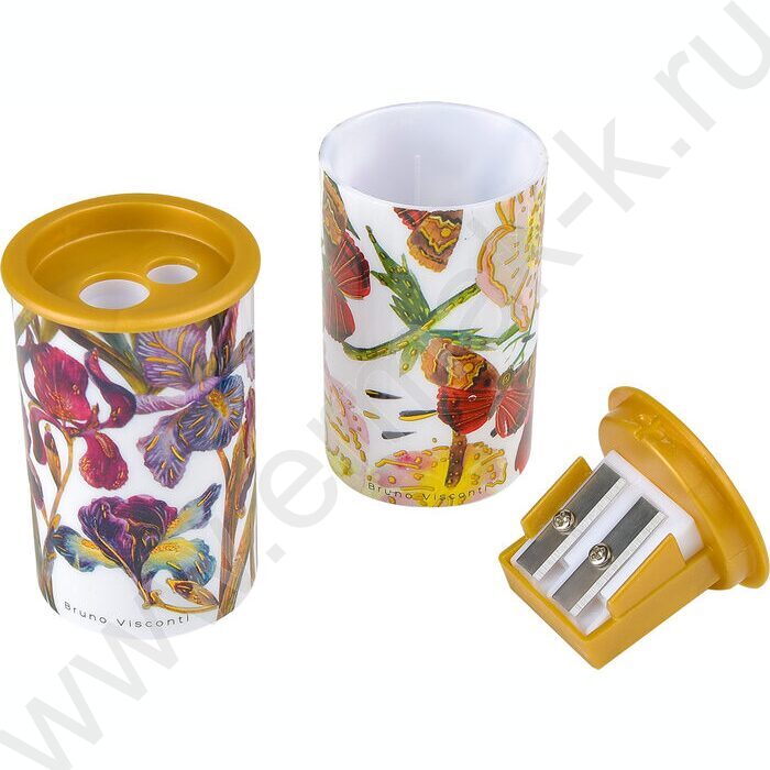 Точилка 2отв. пластик/с контейнером/ FLORA. BLOOM FLOWERS ассорти NEW | Фото 3