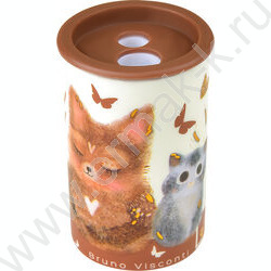 Точилка 2отв. пластик/с контейнером/ Love me.Котики приносят счастье ассорти NEW | Фото 2