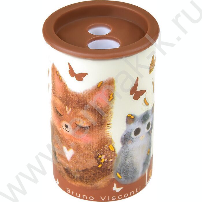 Точилка 2отв. пластик/с контейнером/ Love me.Котики приносят счастье ассорти NEW | Фото 2