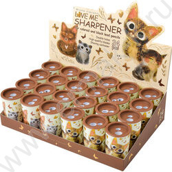 Точилка 2отв. пластик/с контейнером/ Love me.Котики приносят счастье ассорти NEW | Фото 5
