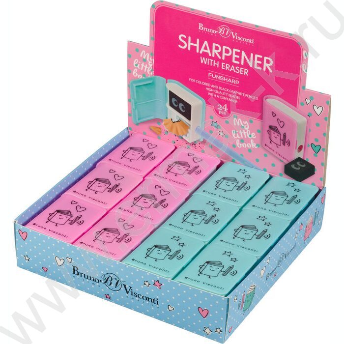 Точилка 1отв. пластик/с контейнером+ластик/ FUNSHARP.Книга ассорти NEW | Фото 7