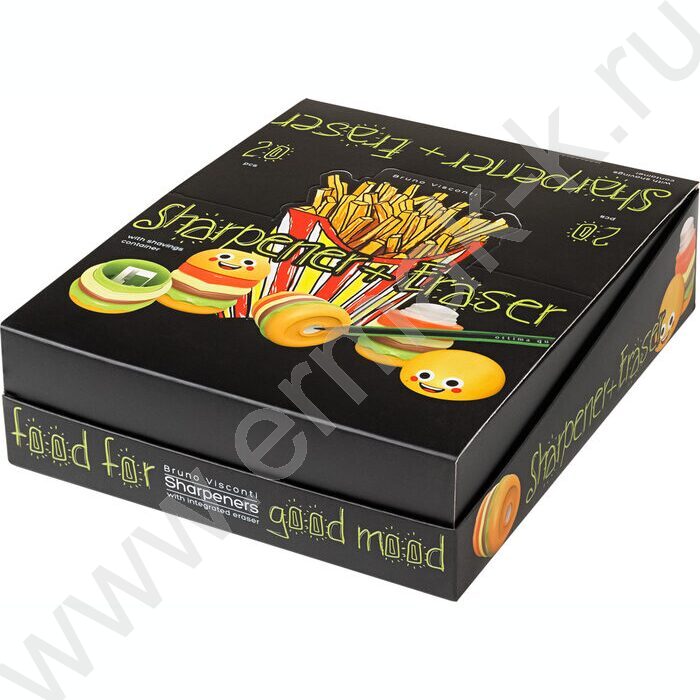 Точилка 1отв. пластик/с контейнером+ластик/ GOOD MOOD.Бургер ассорти NEW | Фото 7