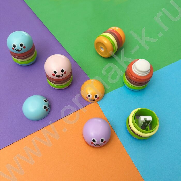 Точилка 1отв. пластик/с контейнером+ластик/ GOOD MOOD.Бургер ассорти NEW | Фото 9