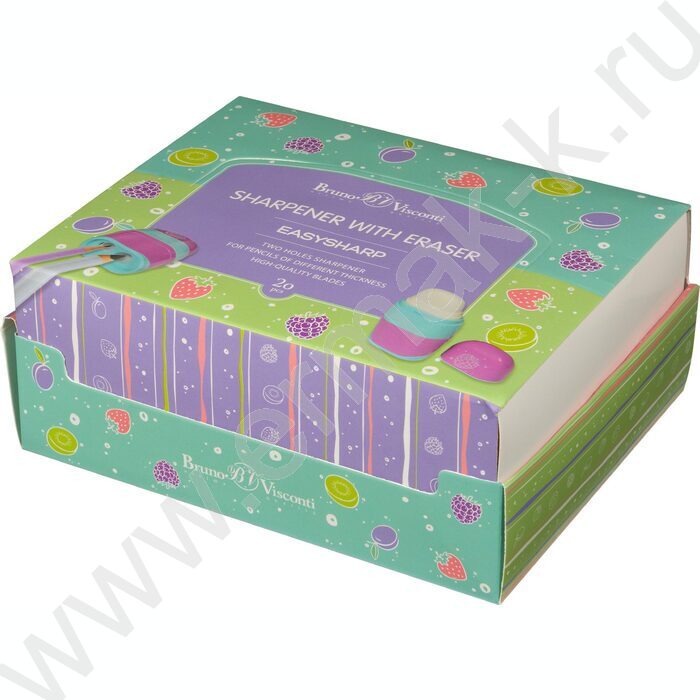 Точилка 2отв. пластик/с контейнером+ластик/ Фруктики ассорти NEW | Фото 6