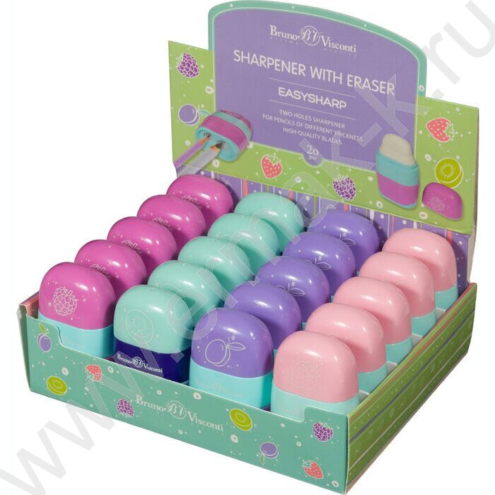 Точилка 2отв. пластик/с контейнером+ластик/ Фруктики ассорти NEW | Фото 7