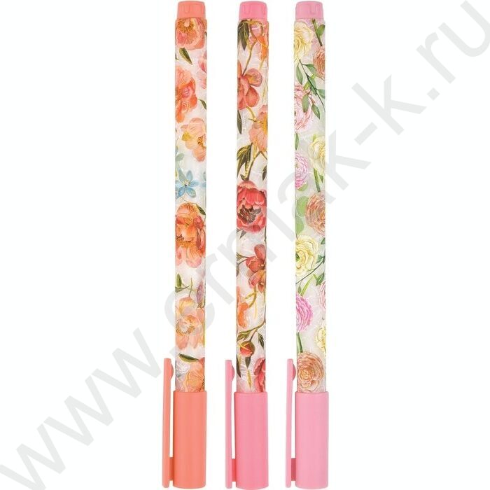 Ручка гелевая черная 0,38мм "Flora.Bloom flowers" /корпус SOFT TOUCH NEW | Фото 2