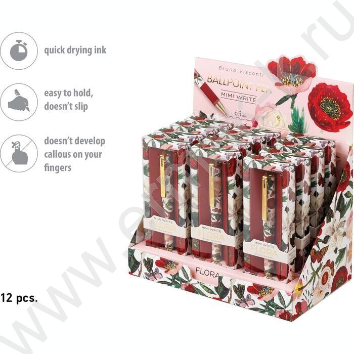 Ручка шар Mimiwrite.Flora.Пионы синий 0,7мм /корпус SOFT TOUCH NEW | Фото 6