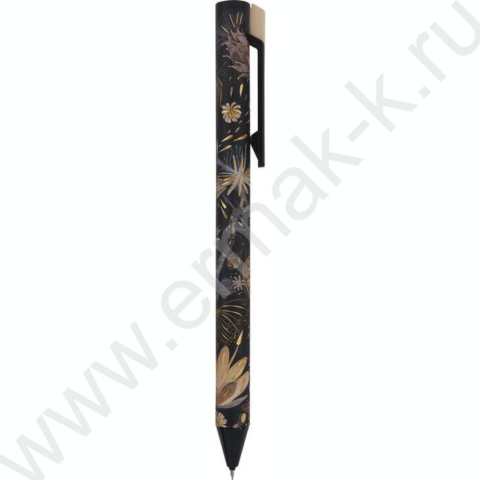 Ручка гелевая черная 0,38мм "FLORA.BLACK NIGHT" /корпус SOFT TOUCH NEW | Фото 5