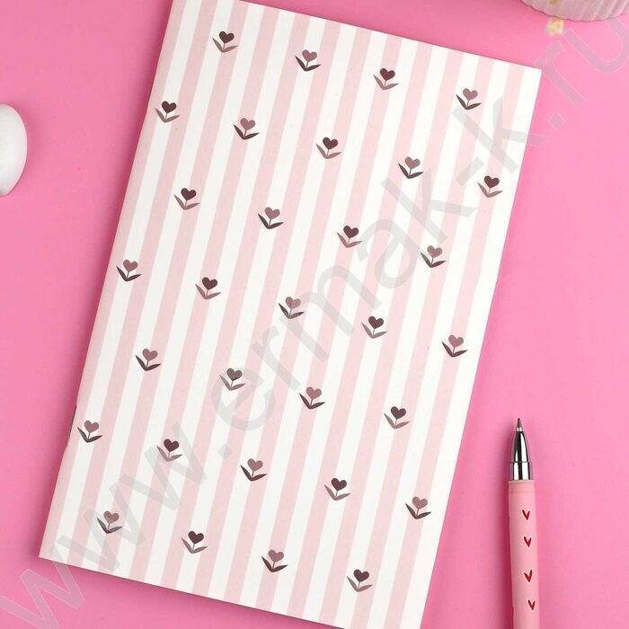 Блокнот  32л 120*185 "Цветочки-сердечки" /клетка, мат.лам., выб. УФ-лак, мягкий переплёт (2 скоб NEW | Фото 7