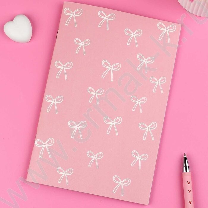 Блокнот  32л 120*185 "Бантики на розовом" /клетка, мат.лам., выб. УФ-лак, мягкий переплёт (2 ско NEW | Фото 7
