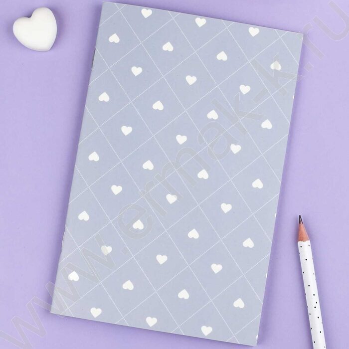 Блокнот  32л 120*185 "Сердечки на голубом" /клетка, мат.лам., выб. УФ-лак, мягкий переплёт (2 ск NEW | Фото 7