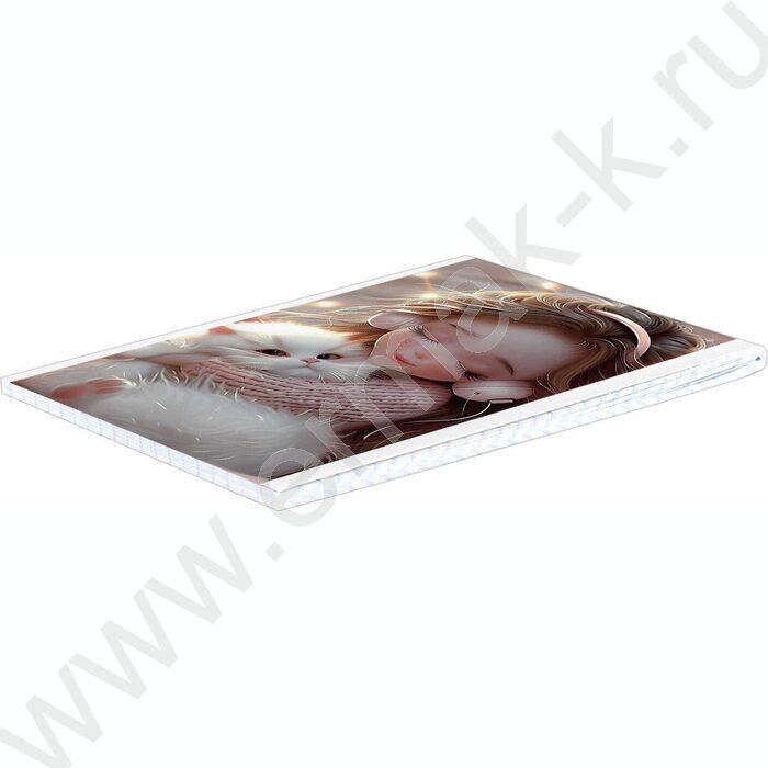 Блокнот  40л А6 "Девочка в наушниках и котенок" /клетка,глянц.лам.,мягкий переплёт (1 скоба) NEW | Фото 2