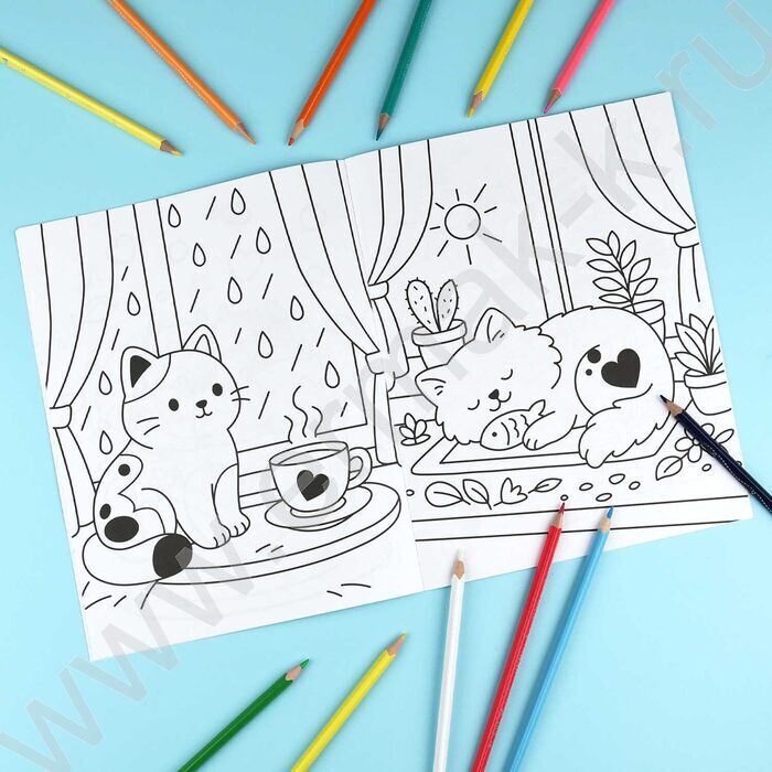 Раскраска 200*260 Любимая раскраска.Веселые котята NEW | Фото 6