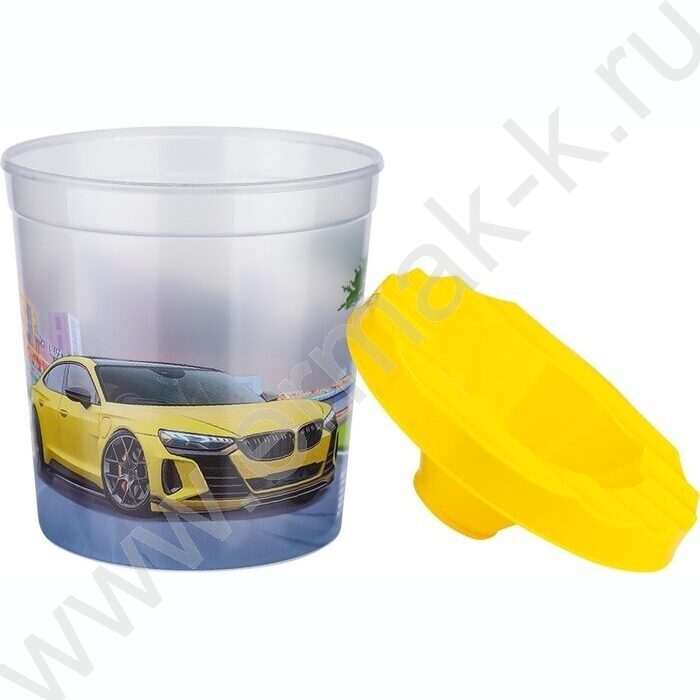 Стакан - непроливайка одинарный Желтый автомобиль-6 NEW | Фото 3