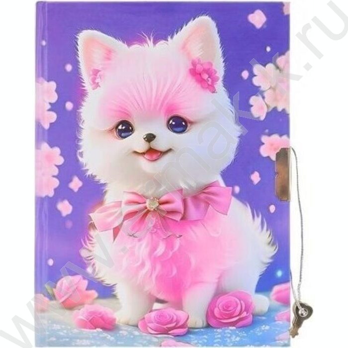 Блокнот  48л 13*17,8см "Собачки" тв.обл.,замочек+шар.ручка с наконечником NEW | Фото 2