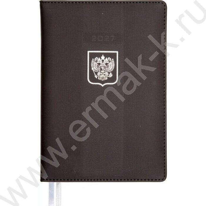 Ежедневник 2027г A5 168л "Major" черный /тв.обл. иск.кожа /2 ляссе /с серебристым срезом NEW | Фото 1