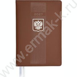 Ежедневник 2027г A5 168л "Major" коричневый /тв.обл. иск.кожа /2 ляссе /с серебристым срезом NEW | Фото 1