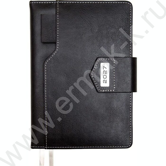 Ежедневник 2027г A5 168л "Prestige" черный /тв.обл. иск.кожа /2 ляссе NEW | Фото 1