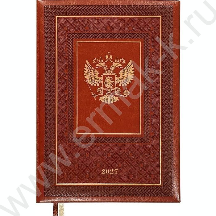 Ежедневник 2027г A5 168л "Symbol" коричневый /тв.обл. иск.кожа /золотой срез /2 ляссе NEW | Фото 1