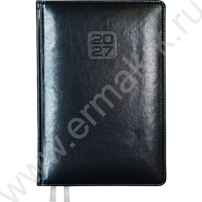 Еженедельник 2027г A4 64л "Bravo" синий /тв.обл. иск.кожа /золотой срез /2 ляссе NEW | Фото 1